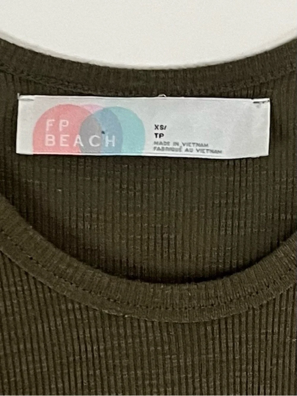Free People FP Beach Green Ribbed Coverup Tank Dress Top XS Boho Flowy Racerback